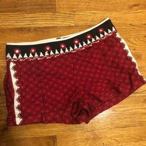 Red cotton embroidered free people shorts M